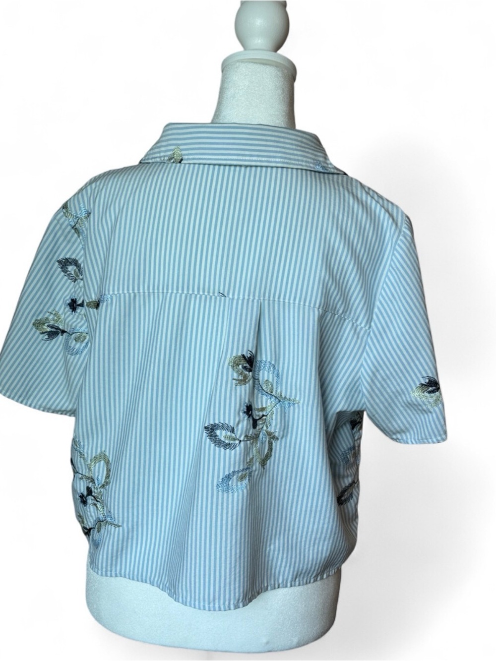 NWOT Hobbs London Embroidered Floral Stripe Short Sleeve Blouse Size 8 - Picture 4 of 8
